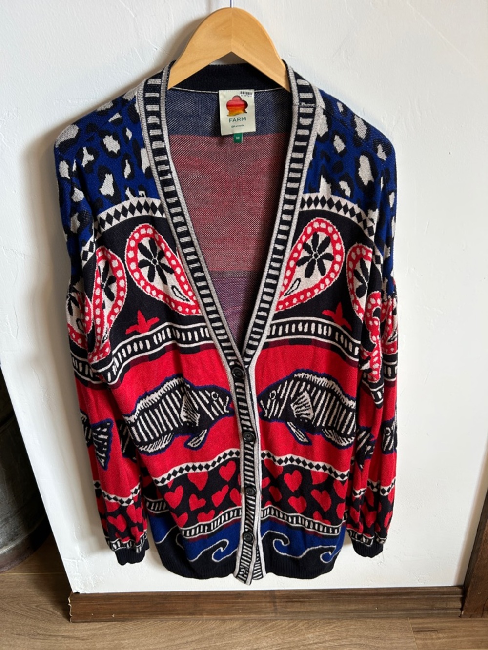 Farm Rio Navy Mixed Prints Knit Cardigan - Picture 3 of 11